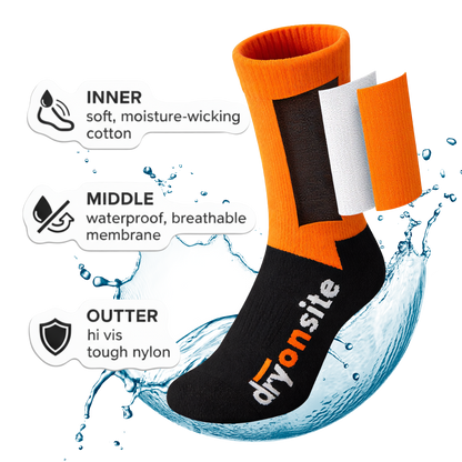 Heavy-Duty Waterproof Socks - Hi-Vis Orange – Built for Construction Sites