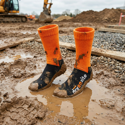 Heavy-Duty Waterproof Socks - Hi-Vis Orange – Built for Construction Sites