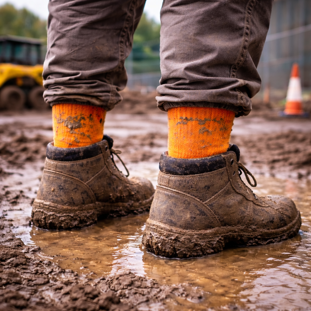 Heavy-Duty Waterproof Socks - Hi-Vis Orange – Built for Construction Sites