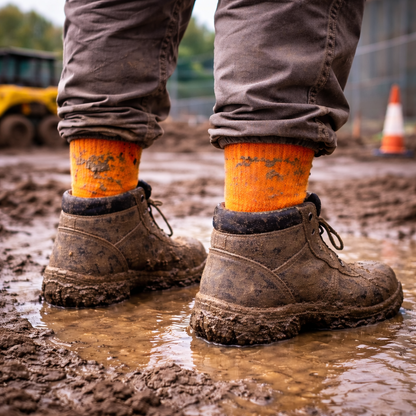Heavy-Duty Waterproof Socks - Hi-Vis Orange – Built for Construction Sites