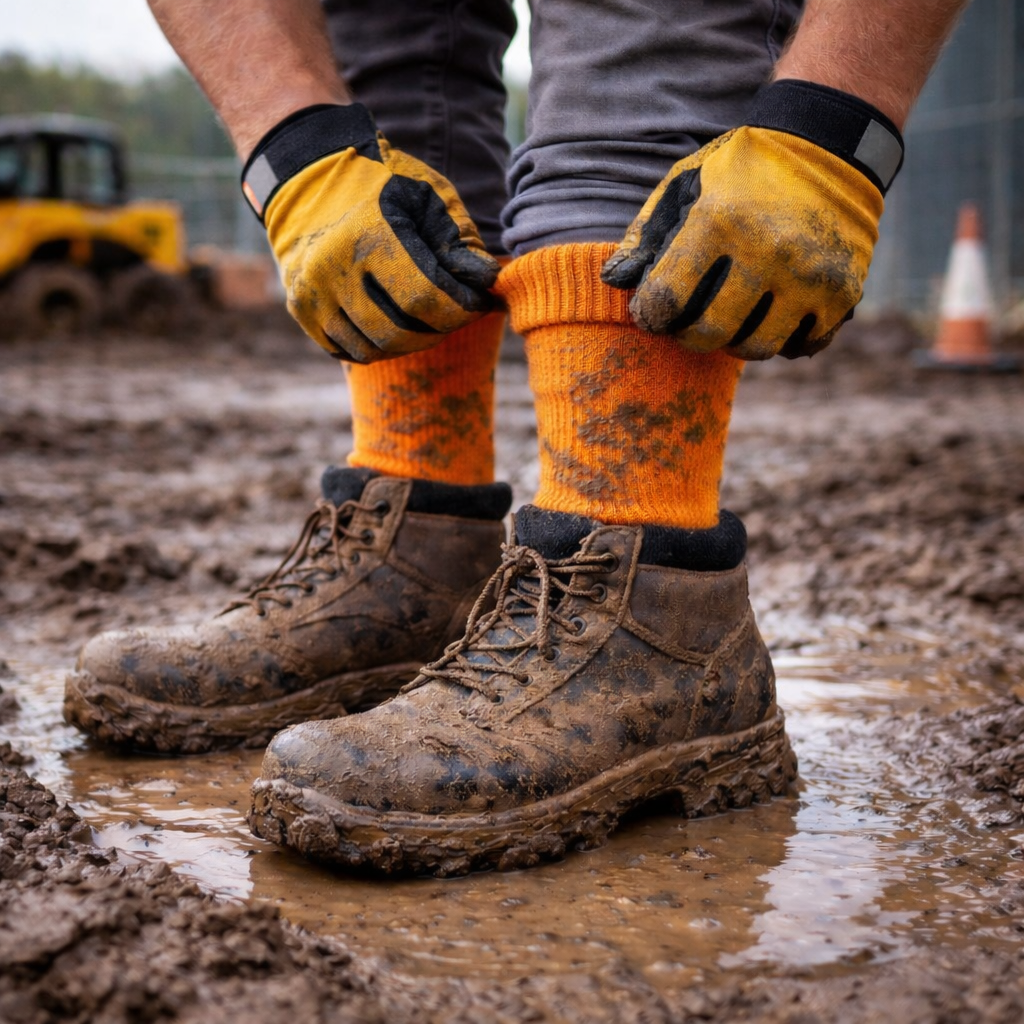 Heavy-Duty Waterproof Socks - Hi-Vis Orange – Built for Construction Sites